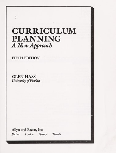 Curriculum Planning A New Approach