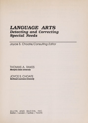 Language Arts: Detecting and Correcting Special Needs