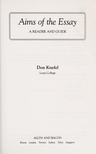 Aims of the Essay: A Reader and Guide