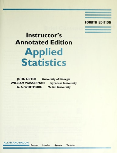 Applied Statistics: Instructor's Annotated Edition