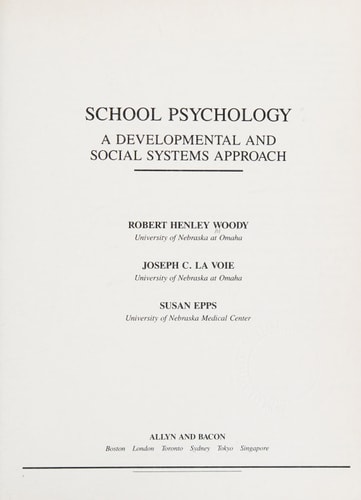 School Psychology: A Developmental and Social Systems Approach