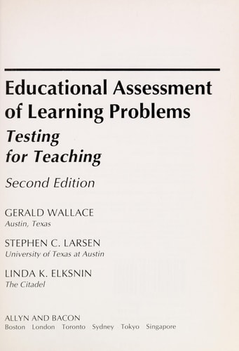 Educational Assessment of Learning Problems: Testing for Teaching