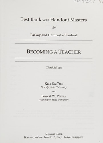 Test Bank with Handout Masters for Parkay and Hardcastle Stanford: Becoming a Teacher, Third Edition