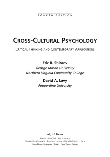 Cross-Cultural Psychology: Critical Thinking and Contemporary Applications