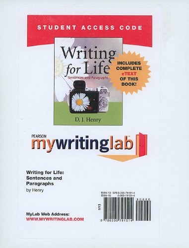 MyWritingLab with Pearson eText -- Standalone Access Card -- for Writing for Life: Sentences and Paragraphs