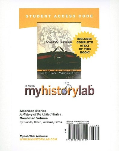 American Stories: MyHistoryLab + Pearson eText Student Access Code Card