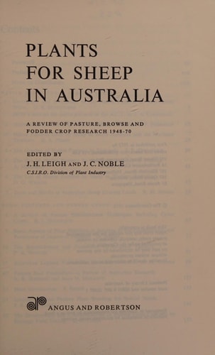 Plants for Sheep in Australia: A Review of Pasture, Browse and Fodder Crop Research, 1948-70