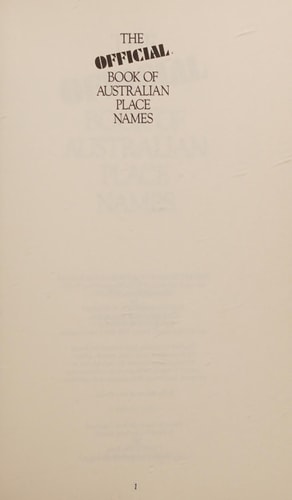 Official Book of Australian Place Names