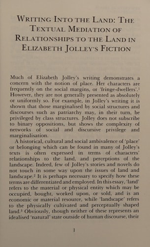 Elizabeth Jolley: New Critical Essays