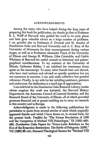 Emperor Michael Palaeologus and the West, 1258-1282: A Study in Byzantine-Latin Relations