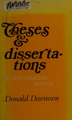 Theses and Dissertations As Information Sources