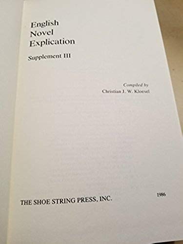 English Novel Explication: Supplement III