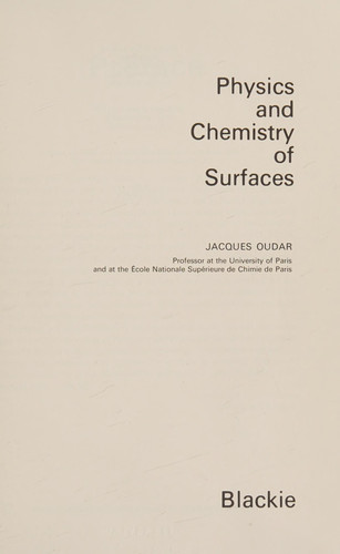 Physics and Chemistry of Surfaces