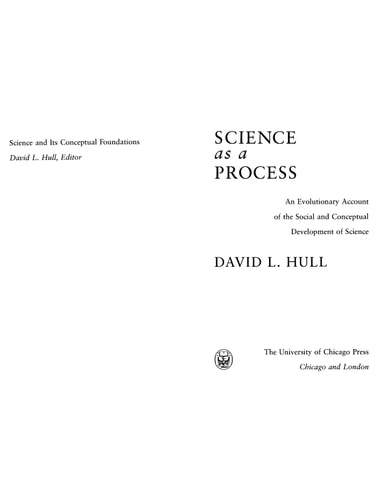 Science as a Process An Evolutionary Account of the Social and Conceptual Development of Science