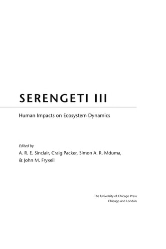 Serengeti III Human Impacts on Ecosystem Dynamics