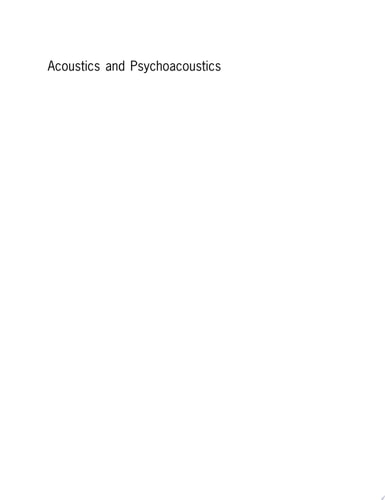 Acoustics and Psychoacoustics