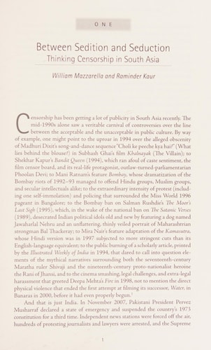Censorship in South Asia Cultural Regulation from Sedition to Seduction