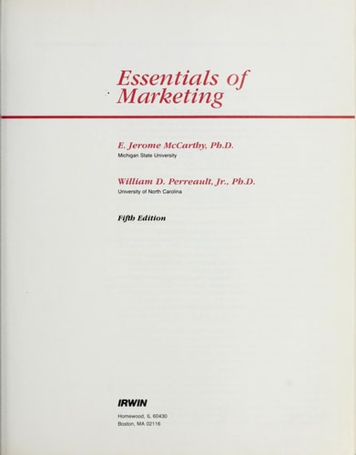 Essentials of Marketing (Irwin Series in Marketing)