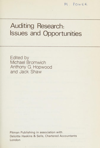 Auditing Research Issues and Opportunities