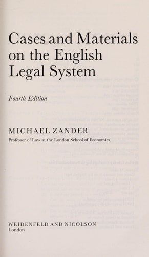 Cases and Materials on the English Legal System