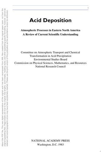 Acid Deposition Atmospheric Processes in Eastern North America