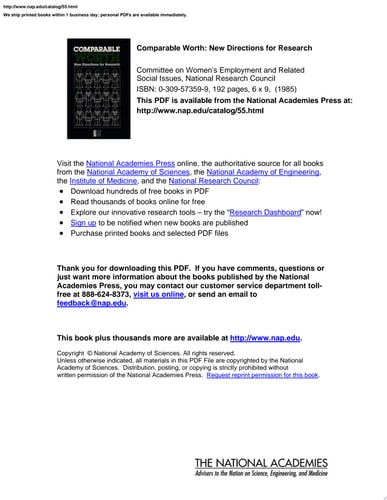 Comparable Worth New Directions for Research