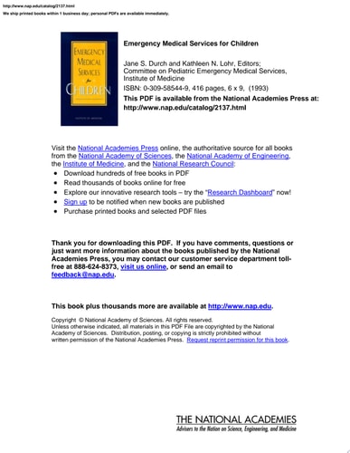 Emergency Medical Services for Children