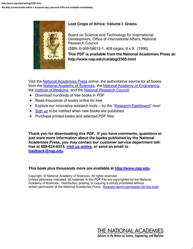 Lost Crops of Africa Volume I: Grains