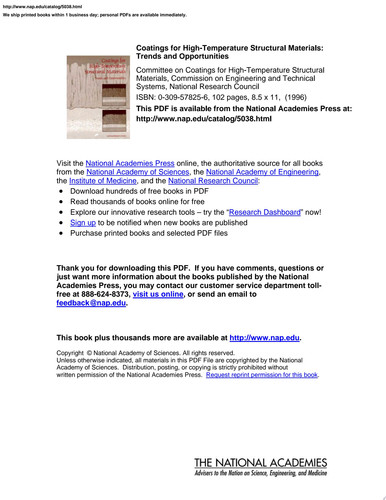 Coatings for High-Temperature Structural Materials Trends and Opportunities