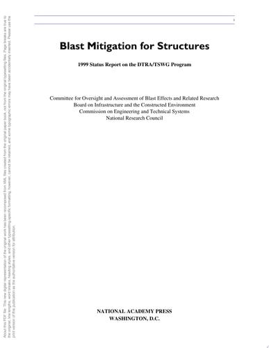 Blast Mitigation for Structures 1999 Status Report on the DTRA/TSWG Program