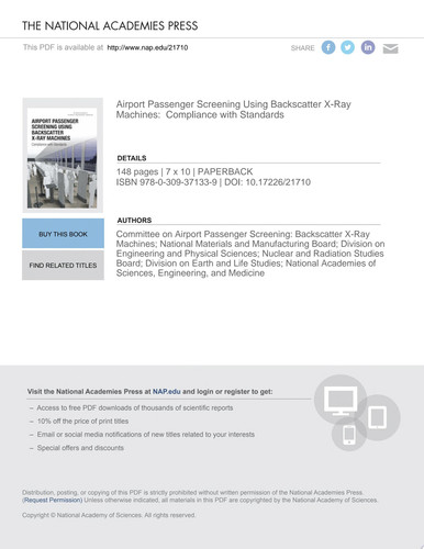 Airport Passenger Screening Using Backscatter X-Ray Machines Compliance with Standards