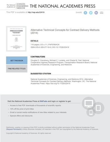 Alternative Technical Concepts for Contract Delivery Methods