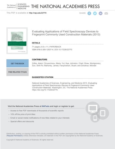 Evaluating Applications of Field Spectroscopy Devices to Fingerprint Commonly Used Construction Materials