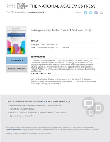 Building America's Skilled Technical Workforce