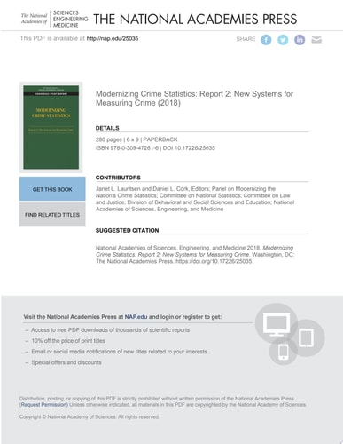 Modernizing Crime Statistics: Report 2 New Systems for Measuring Crime