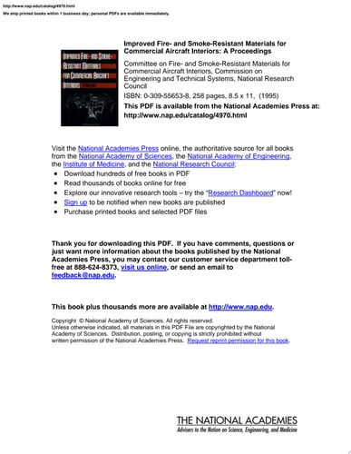 Improved Fire- and Smoke-Resistant Materials for Commercial Aircraft Interiors A Proceedings