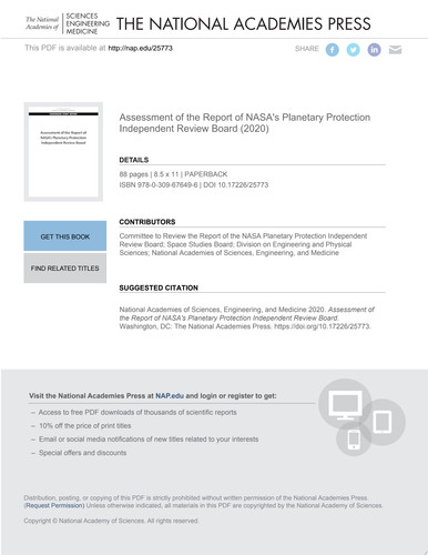 Assessment of the Report of NASA's Planetary Protection Independent Review Board