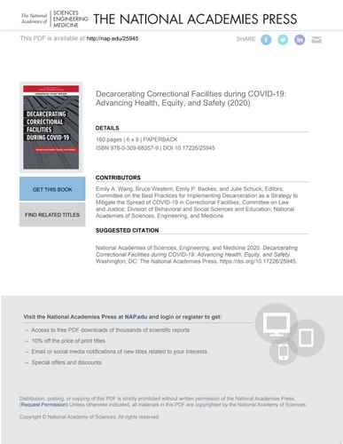 Decarcerating Correctional Facilities during COVID-19 Advancing Health, Equity, and Safety