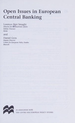 Open Issues in European Central Banking