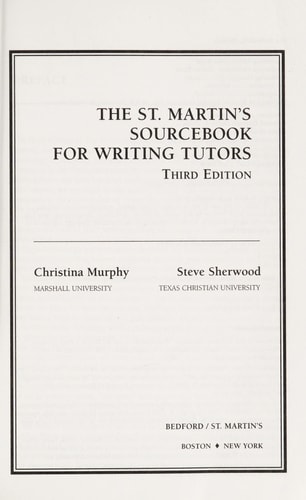 The St. Martin's Sourcebook for Writing Tutors