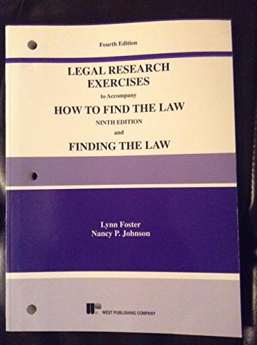 Legal Research Exercises (Ninth Edition)