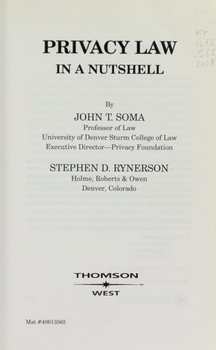Privacy Law in a Nutshell