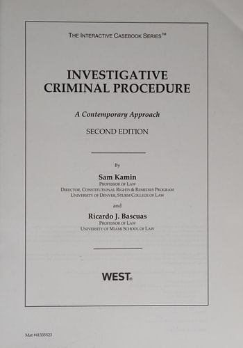 Investigative Criminal Procedure A Contemporary Approach