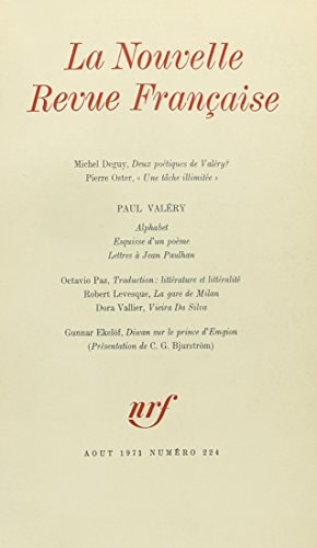 La Nouvelle Revue Francaise Aout 1971 (French Edition)