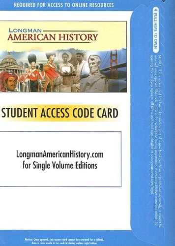 Longmanamericanhistory.com Student Access Code Card for Single Volume Editions