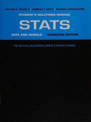 Student Solutions Manual for Stats Data and Models, First Canadian Edition