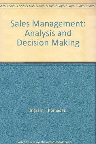 Sales Management: Analysis and Decision Making