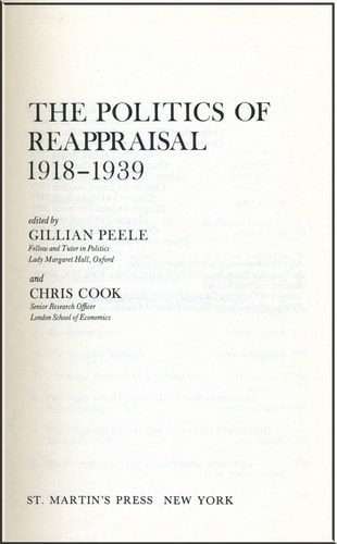 The Politics of Reappraisal, 1918-1939