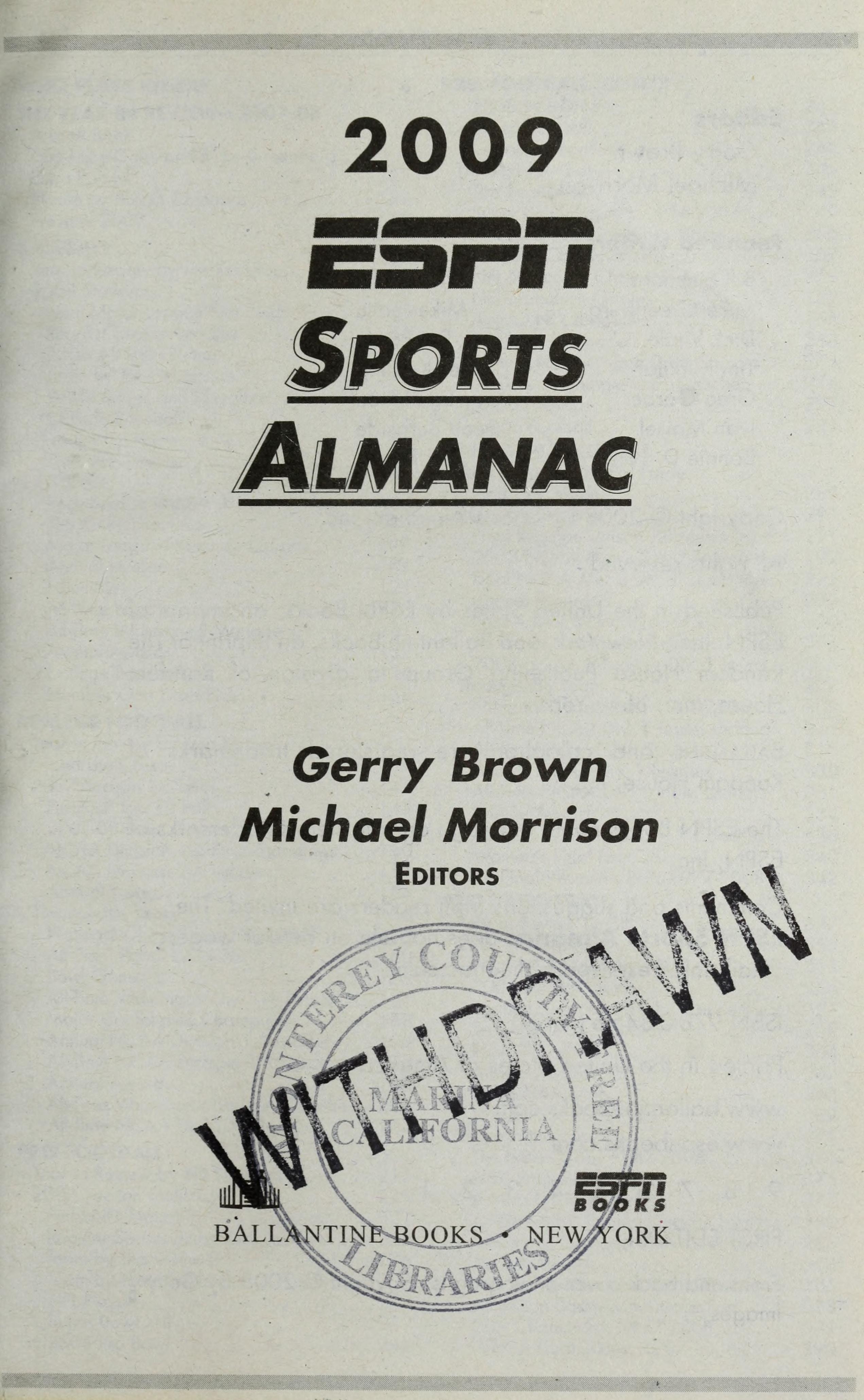 ESPN Sports Almanac 2009 Plus Mike & Mike's Year in Review