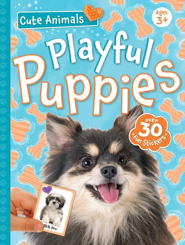 Cute Animals Poster Sticker Book: Playful Puppies